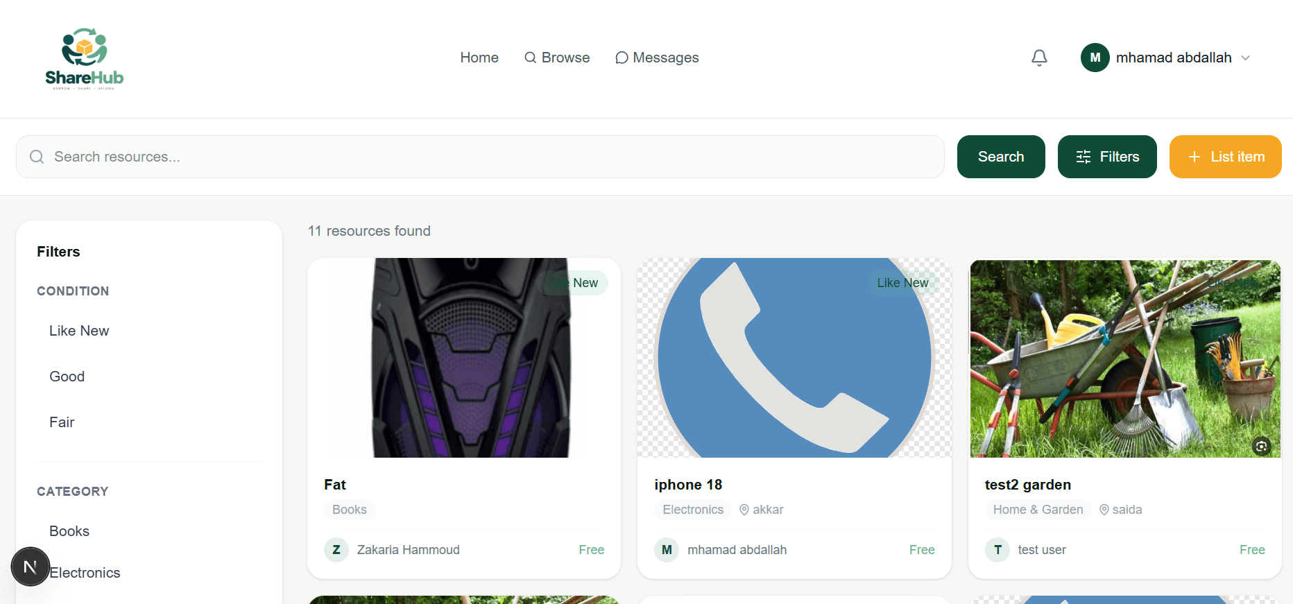 Community Resource Sharing Platform